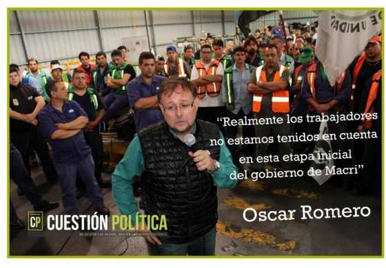 "Realmente los trabajadores no estamos tenidos en cuenta en esta etapa inicial del gobierno de Macri"